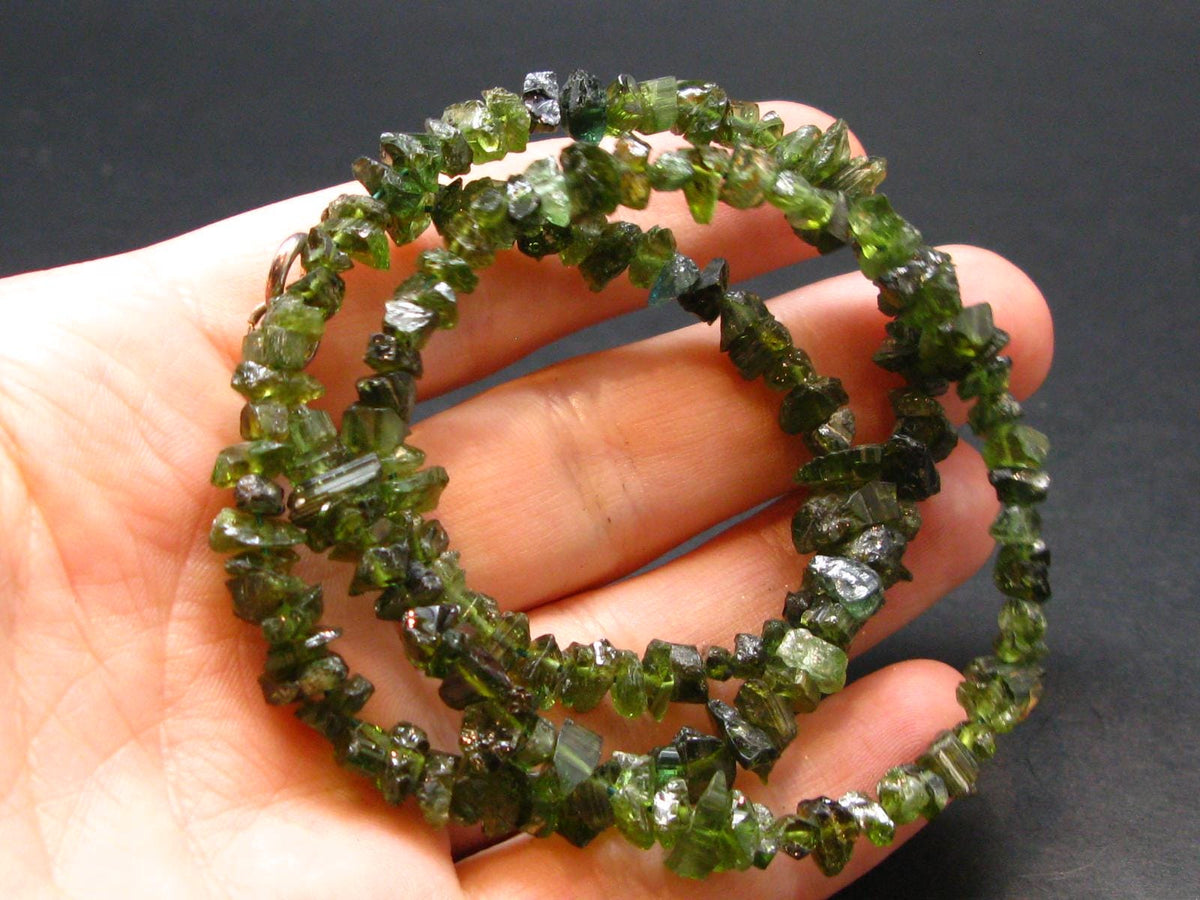 Lightweight Tumbled Green Tourmaline Beads Necklace from Brazil - 19" - 18.05 Grams