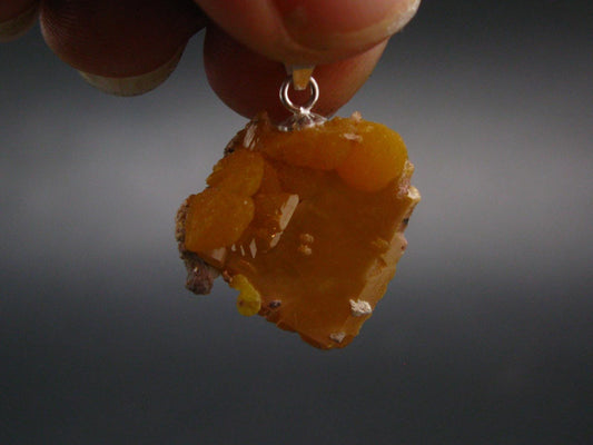 Wulfenite Crystal Silver Pendant From Arizona, USA - 0.9" - 3.70 Grams