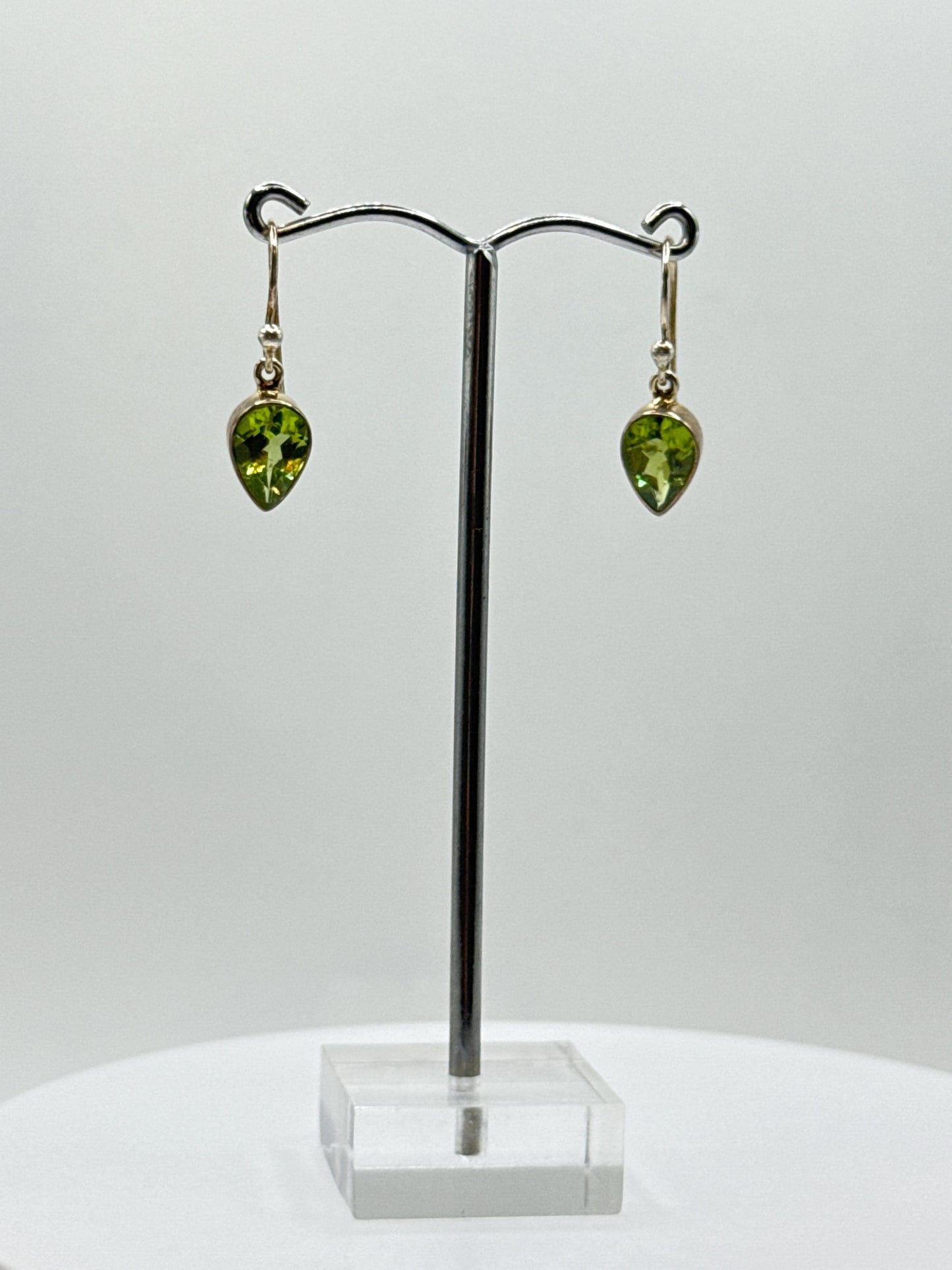 Peridot Teardrop Dangle Earrings | Sterling Silver August Birthstone