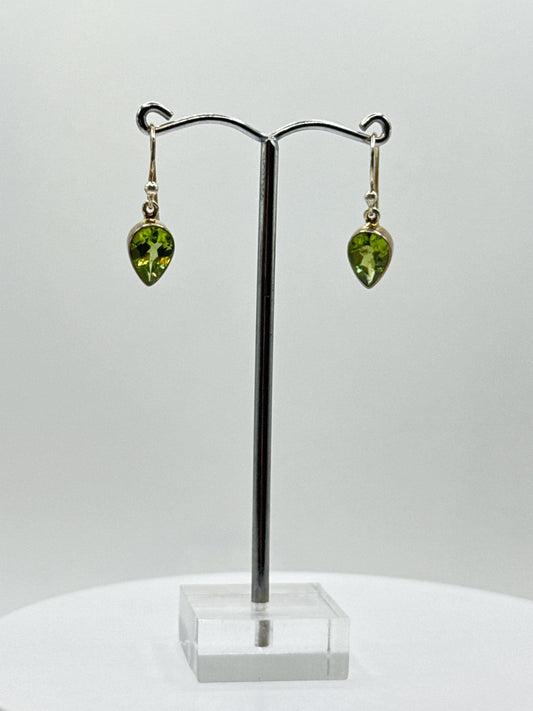 Peridot Teardrop Dangle Earrings | Sterling Silver August Birthstone