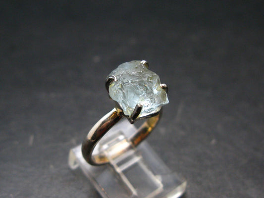 Raw Aquamarine Gem Sterling Silver Ring From Brazil - Size 6 - 3.08 Grams