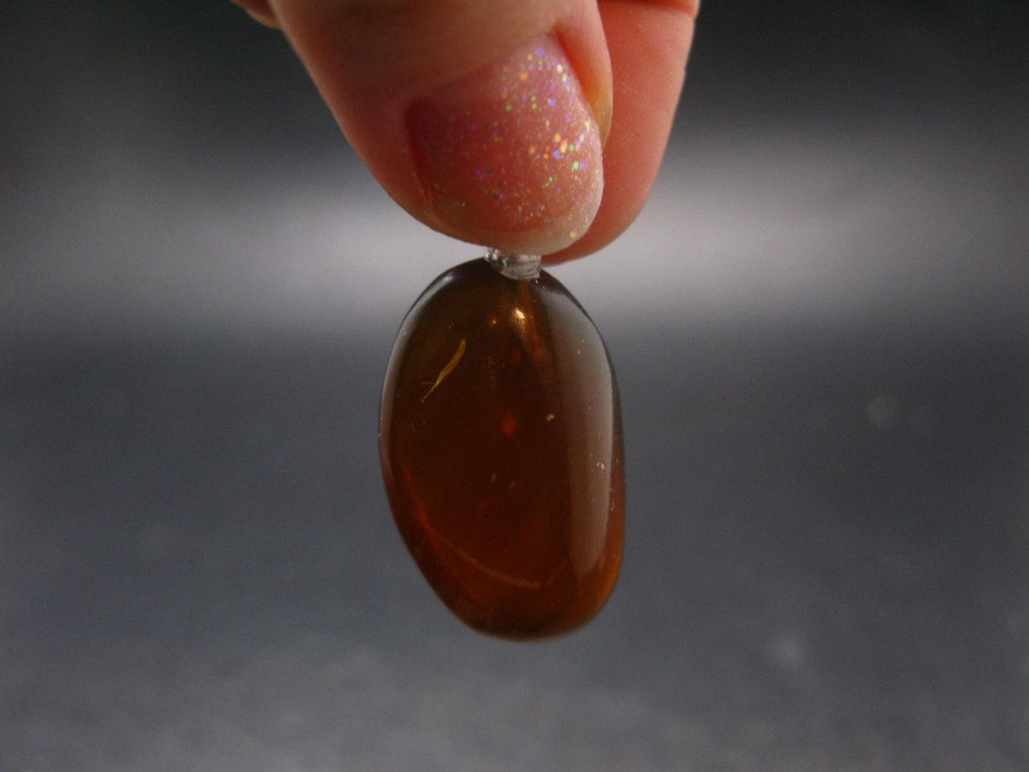 Rare Blue Amber Tumbled Fluorescent Silver Pendant From Indonesia - 1.4" - 4.37 Grams