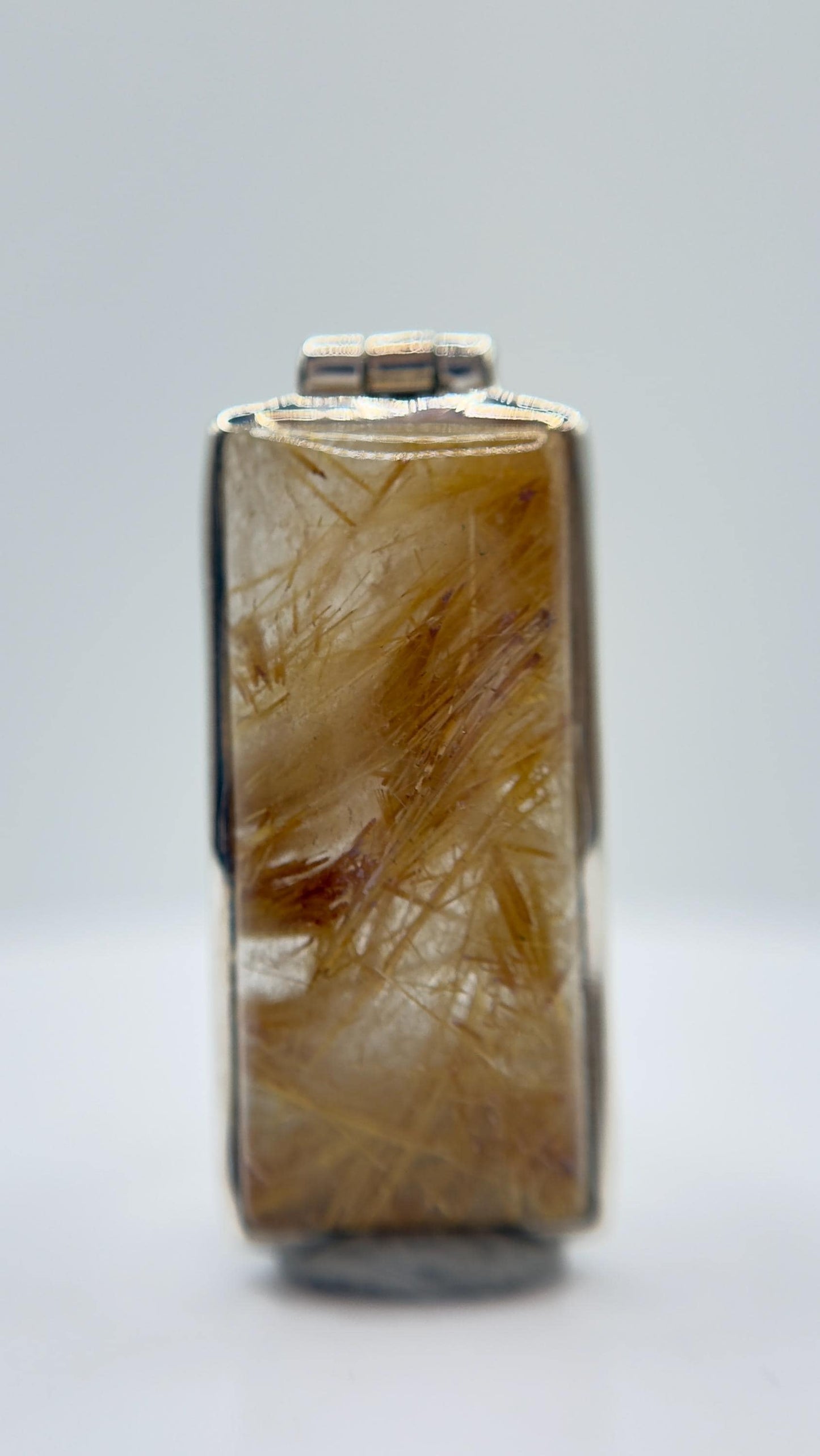 Golden Needle Inclusion Quartz Pendant – Natural Crystal Statement in Sterling Silver
