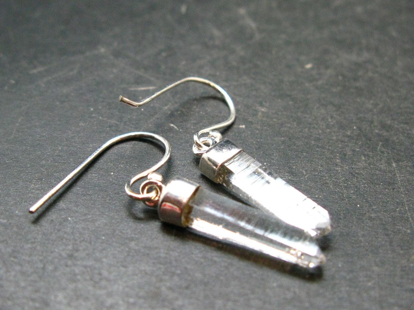 Lemurian Quartz Seed Crystal Silver Earrings From Brazil - 1.4"