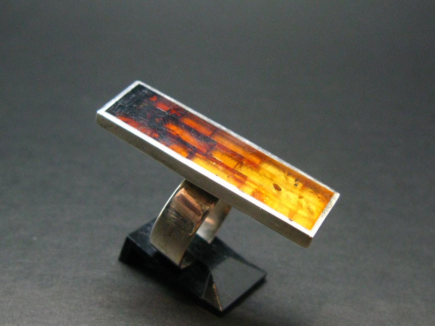 Natural Baltic Amber 925 Silver Ring - Size Adjustable