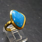 Genuine Turquoise Sterling Silver Gold Plated Ring Adjustable Size7.5 - 5.11 Grams