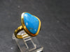 Genuine Turquoise Sterling Silver Gold Plated Ring Adjustable Size7.5 - 5.11 Grams
