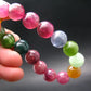 AAA Grade Gem Watermelon Bicolor Tourmaline Genuine Bracelet ~ 7.5 Inches ~ 13mm Round Beads