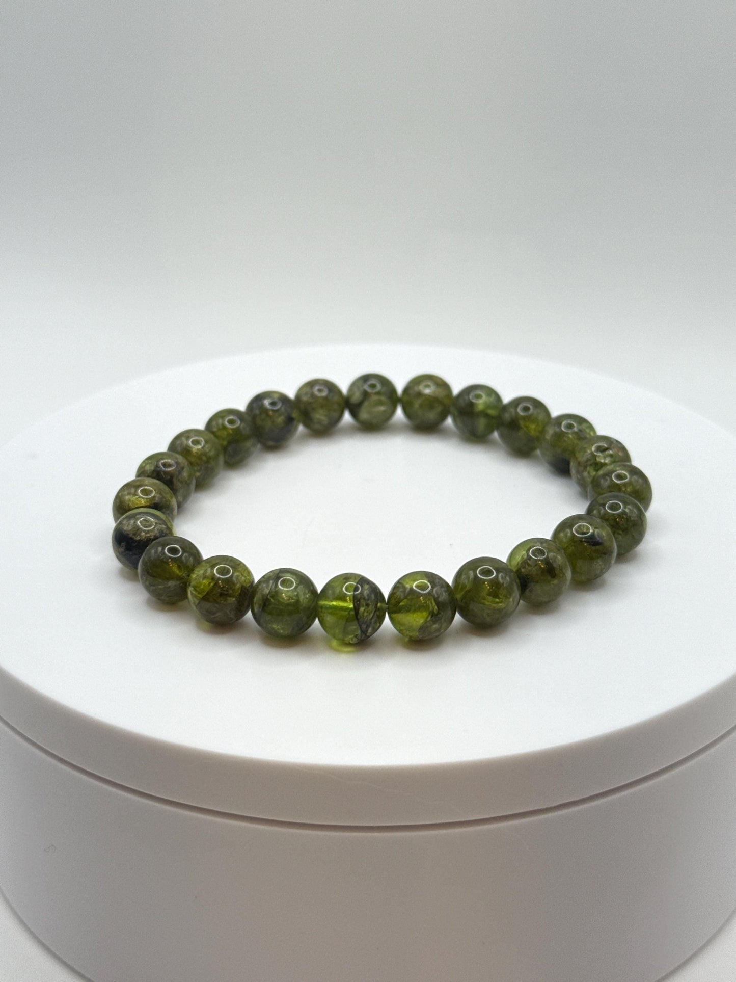 Natural Peridot Beaded Stretch Bracelet | August Birthstone Jewelry