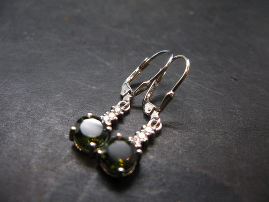 Moldavite Tektite Silver Earrings from Czech Republic - 2.76 Grams