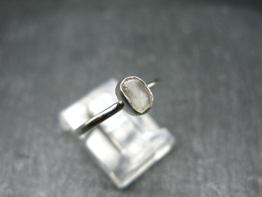 Green Herderite Silver Ring From Brazil - 1.77 Grams - Size 6