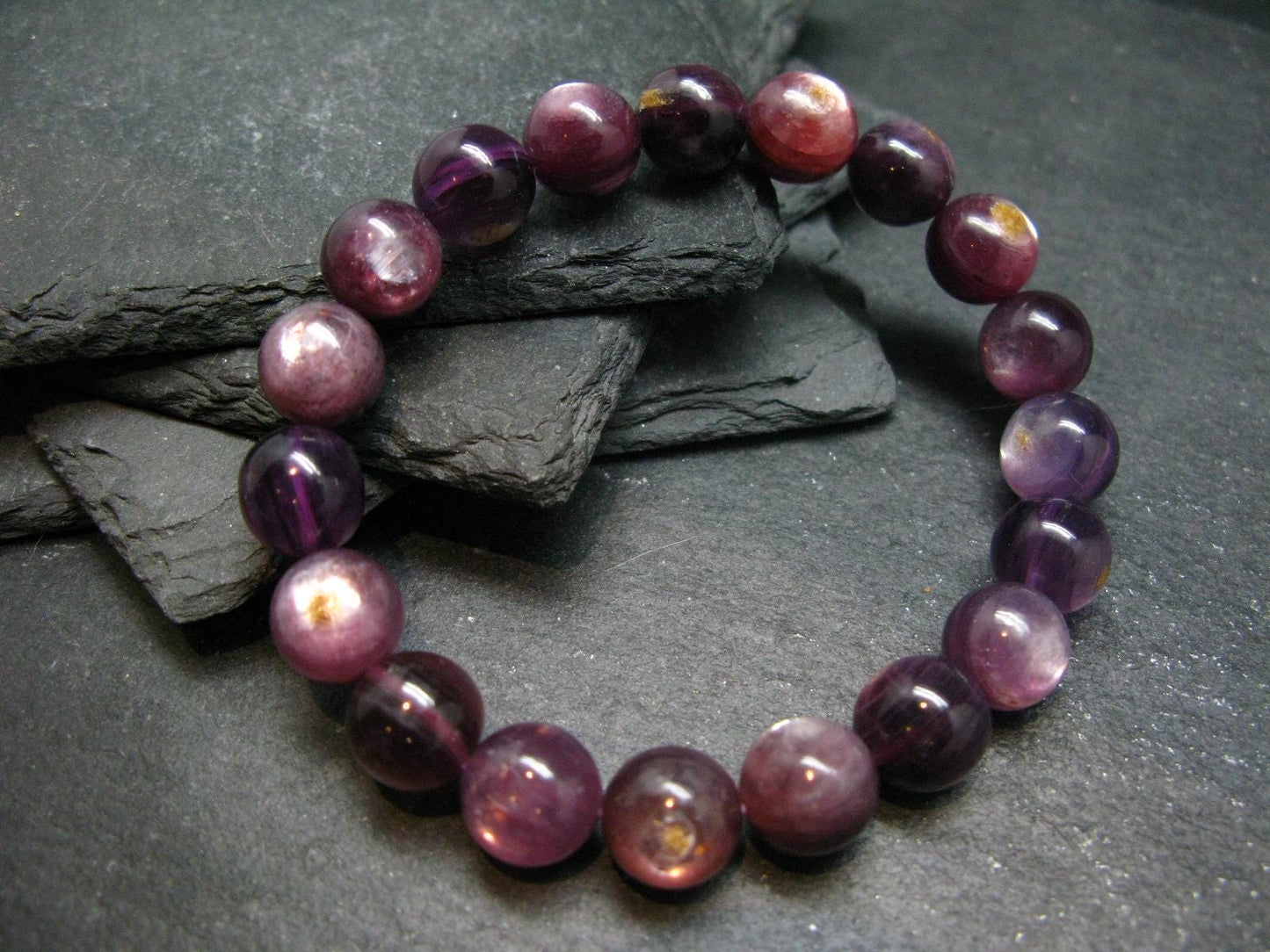 Lepidolite Genuine Bracelet ~ 7 Inches ~ 10mm Round Beads