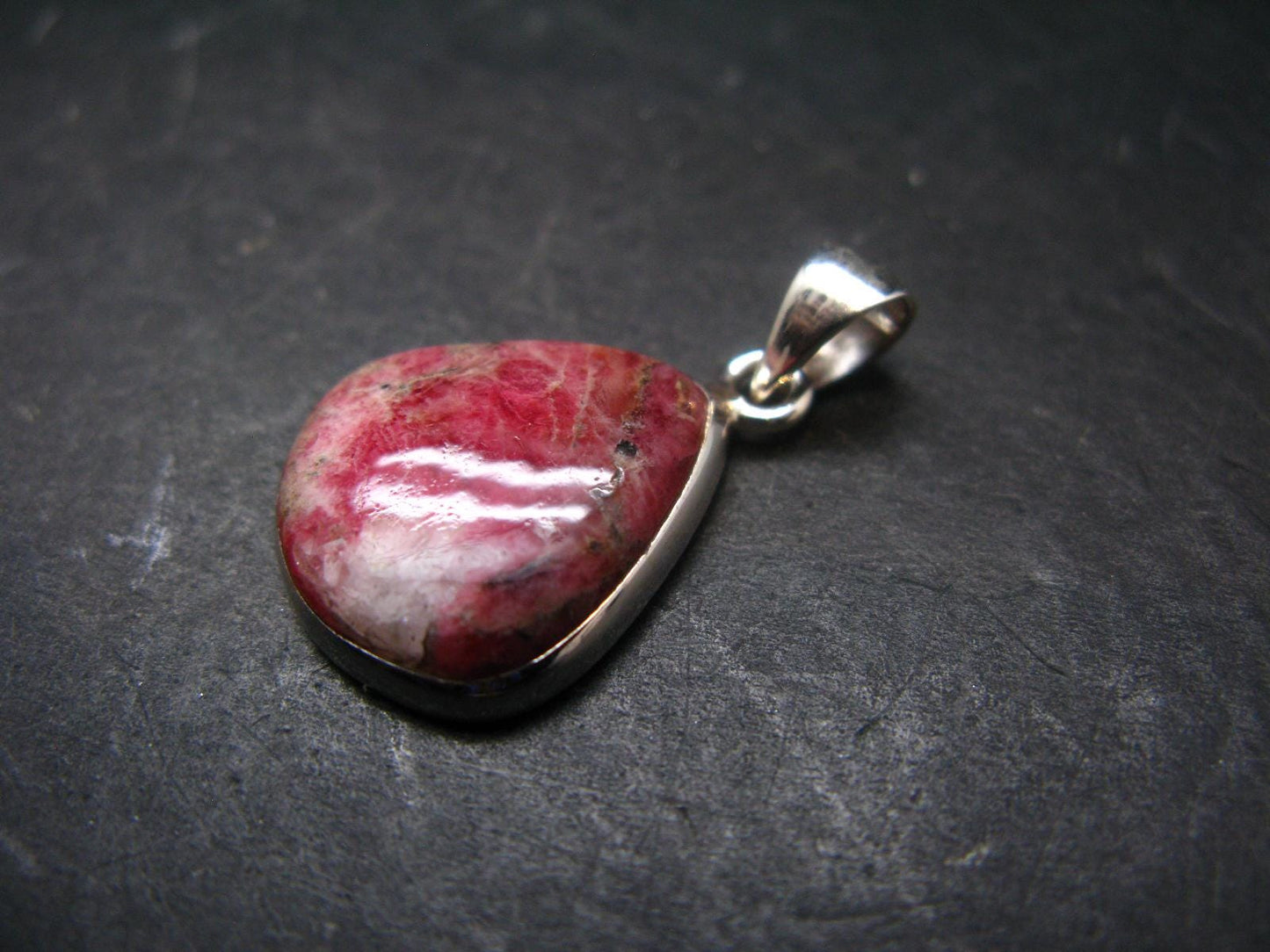 Rare Pink Tugtupite Sterling Silver Pendant From Greenland - 1.1" - 3.45 Grams