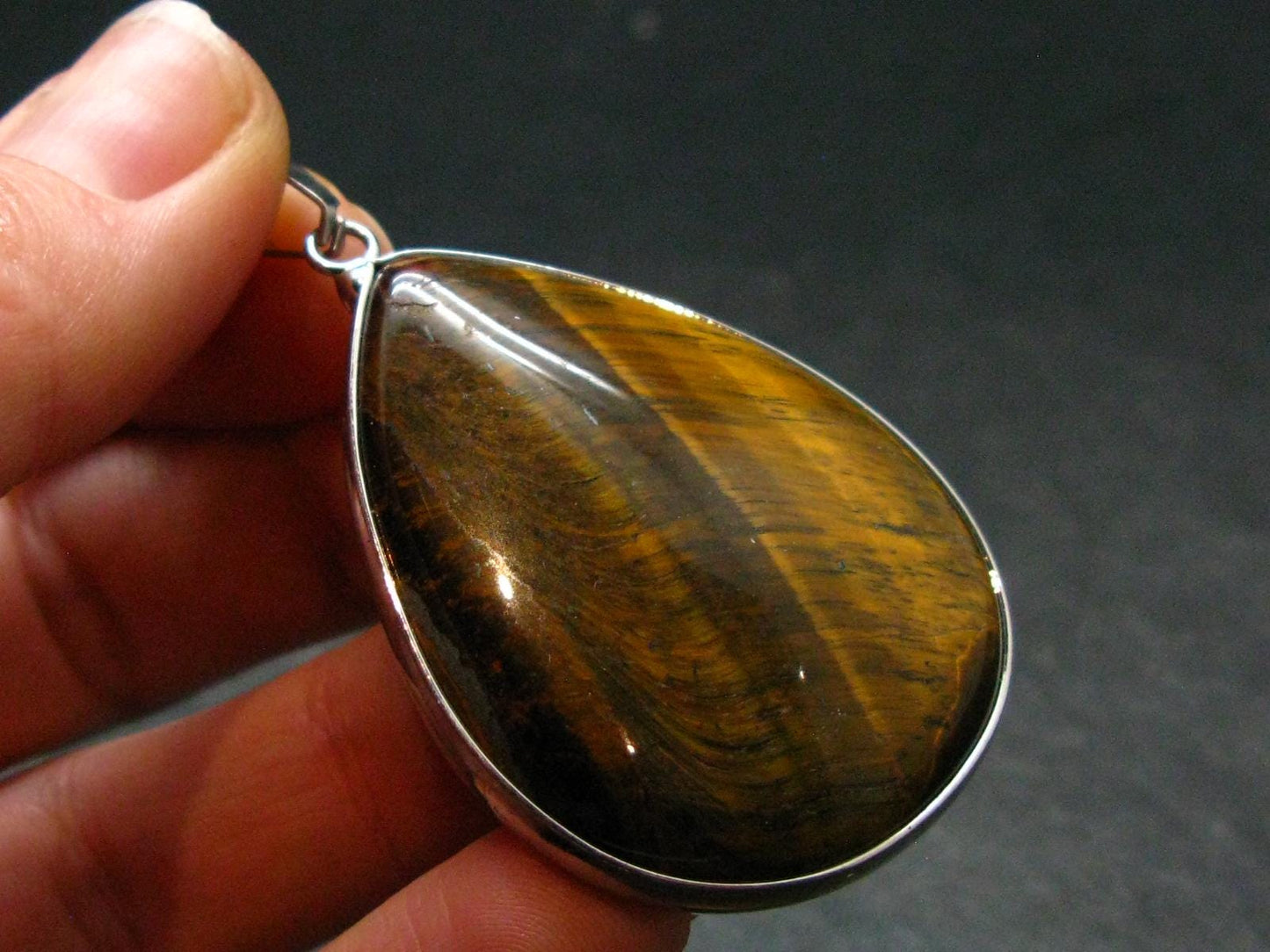 Tiger Eye Silver Plated Pendant - 2.0"