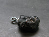 Tibetan Black Tektite Silver Pendant From Tibet - 0.9" - 3.36 Grams
