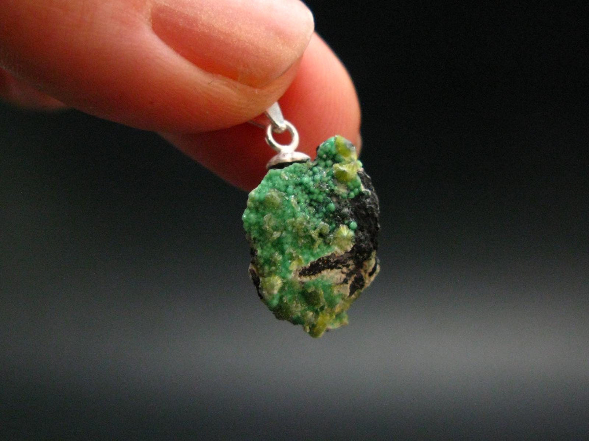 Rare Wavellite Cluster Silver Pendant From Arkansas, USA - 0.9" - 1.45 Grams