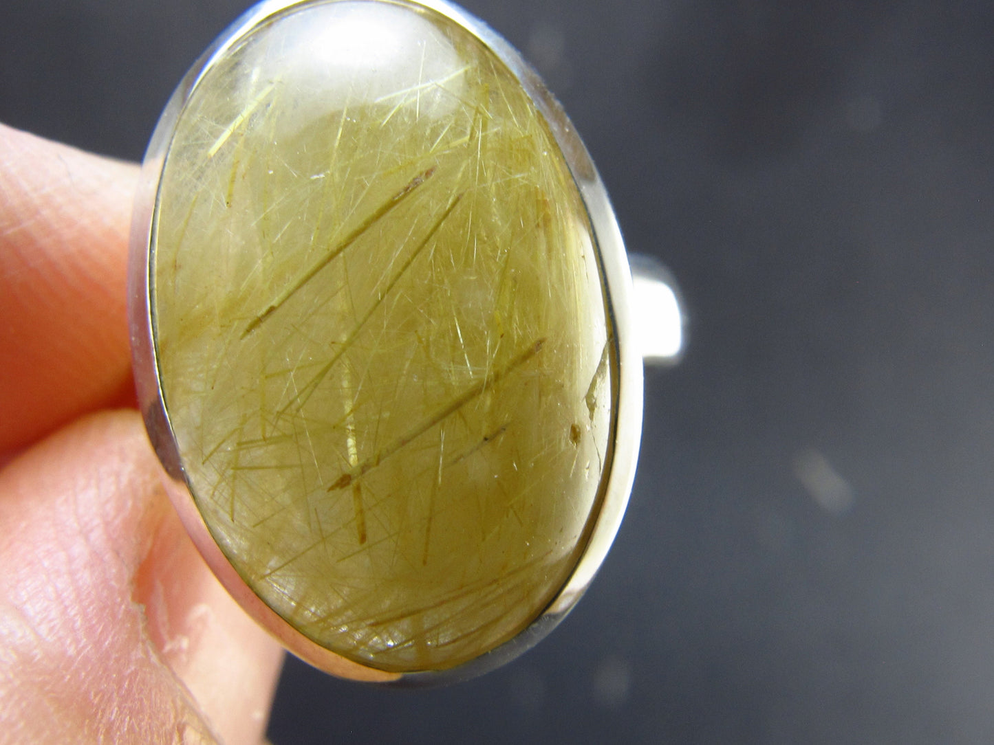 Fine Rutilated Quartz Silver Ring from Brazil - 6.76 Grams - Size 6.5