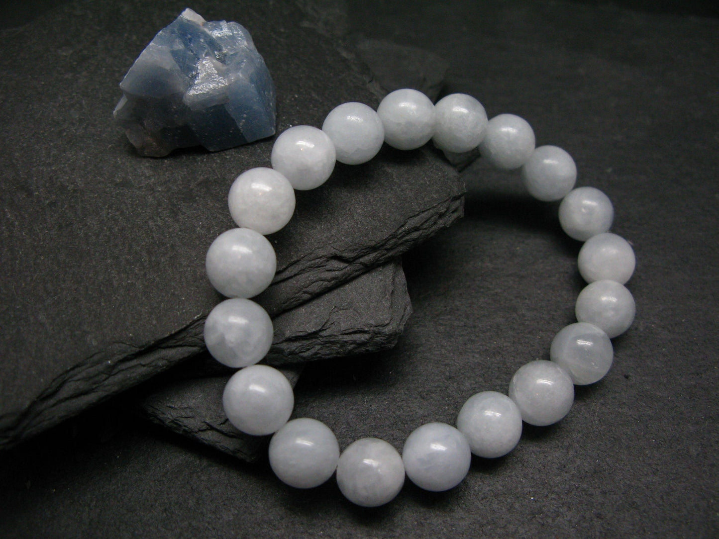Blue Calcite Genuine Bracelet ~ 7 Inches ~ 10mm Round Beads