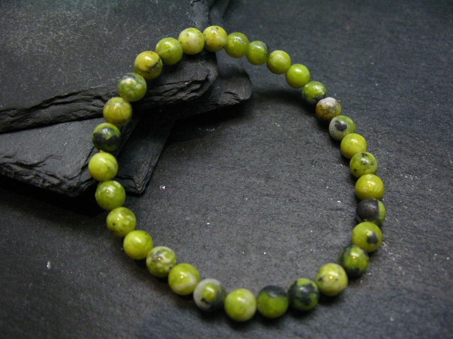 Lizardite Genuine Bracelet ~ 7 Inches ~ 6mm Round Beads