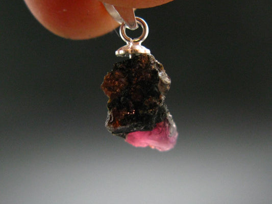 Ruby Crystal on Matrix Silver Pendant from Winza Tanzania - 0.7" - 1.0 Grams