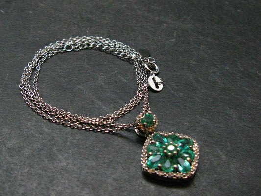 Emerald Silver Pendant W/Chain From Colombia - 4.16 Grams Total