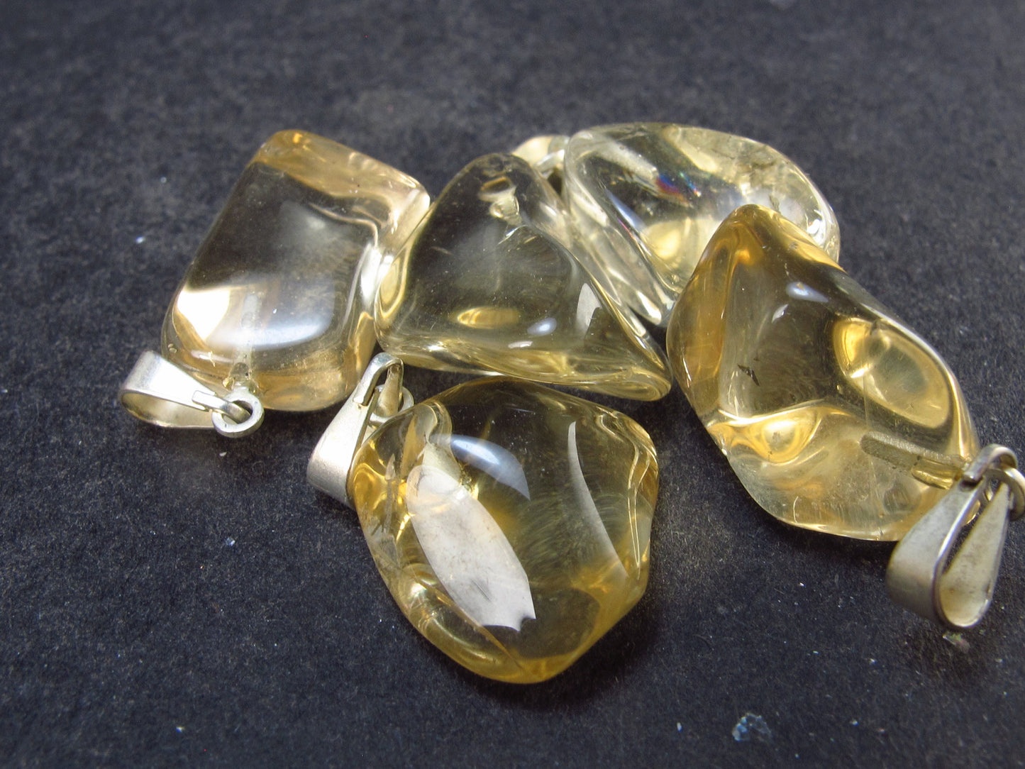 Set of 5 Natural Citrine Pendants From Brazil