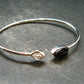 Black Tourmaline And Herkimer Diamond Silver Twister Bracelet - Size Adjustable - 5.0 Grams