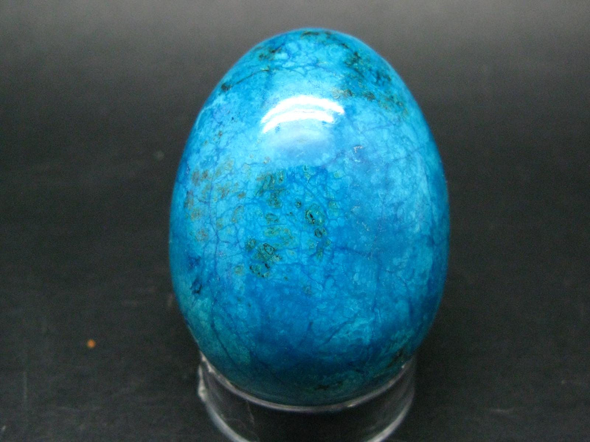 Very Rare Shattuckite Chrysocola & Dioptase Egg From Congo - 111.84 Grams