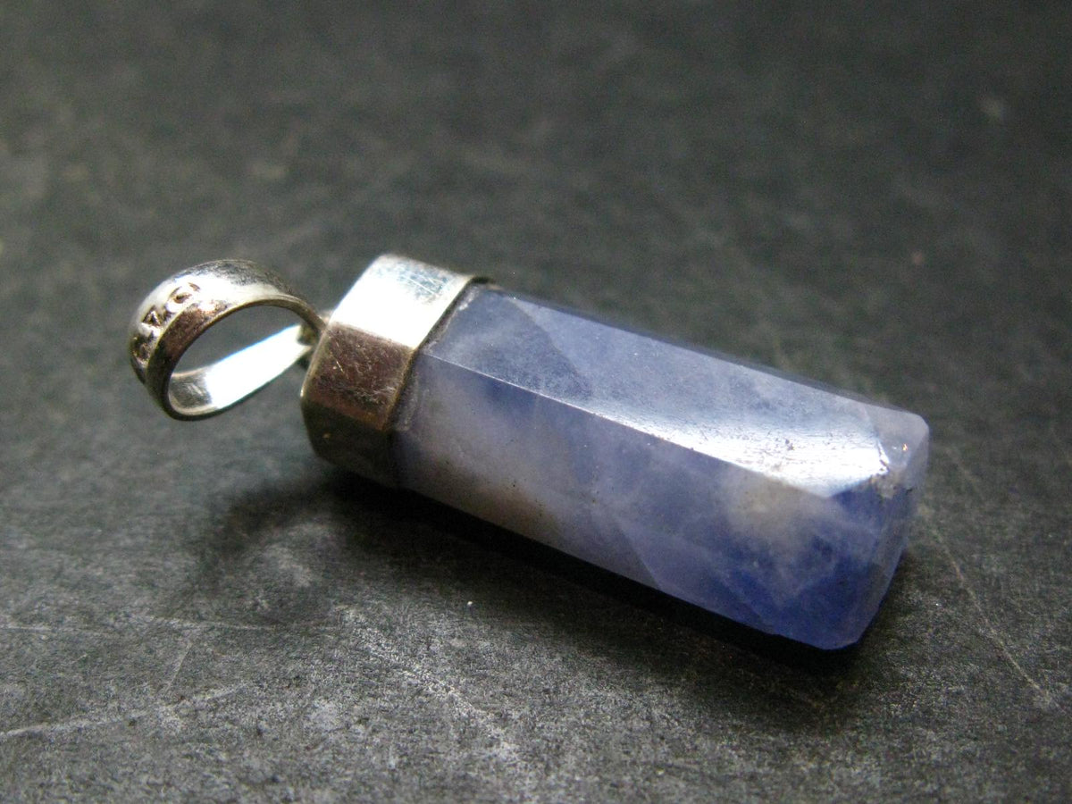 Rare Raw Hackmanite Silver Pendant from Afghanistan - 1.4" - 3.97 Grams