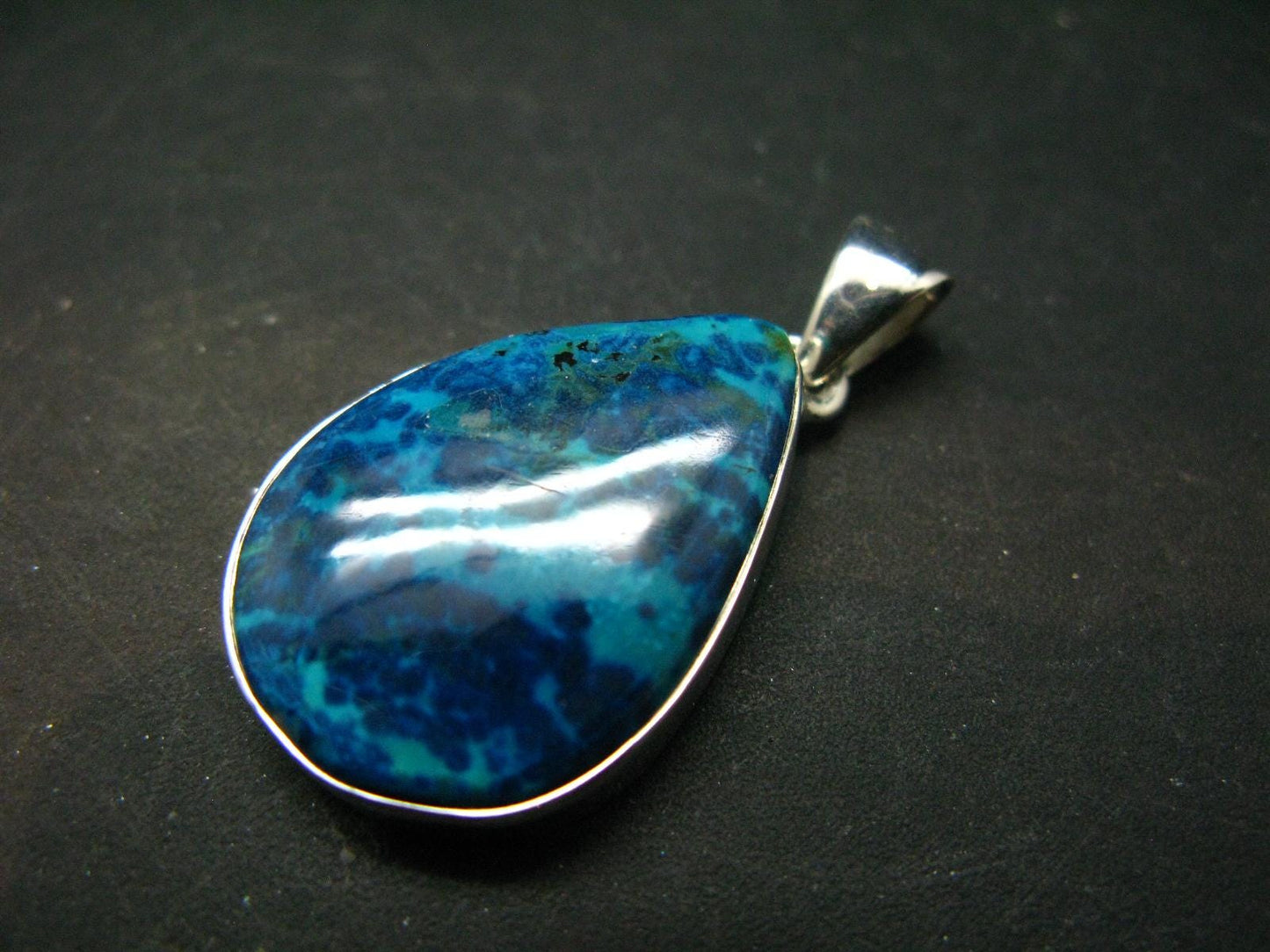 Shattuckite Silver Pendant from Namibia - 1.4" - 7.36 Grams