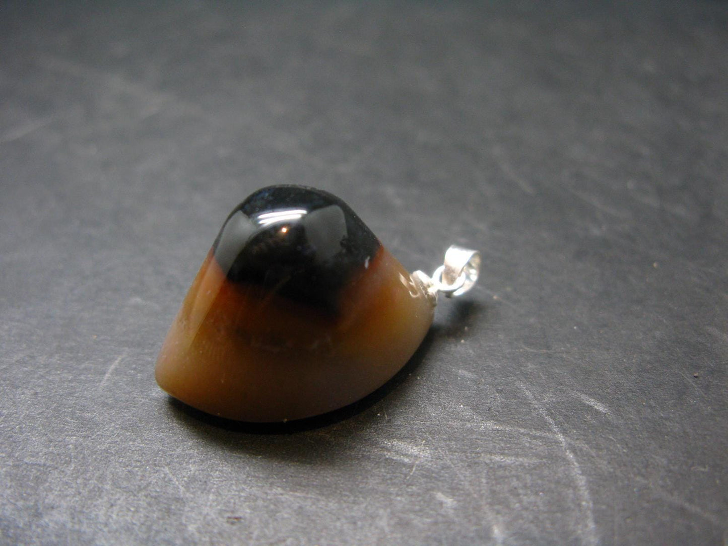Agate Shiva Eye Silver Pendant from India - 1.2" - 8.55 Grams