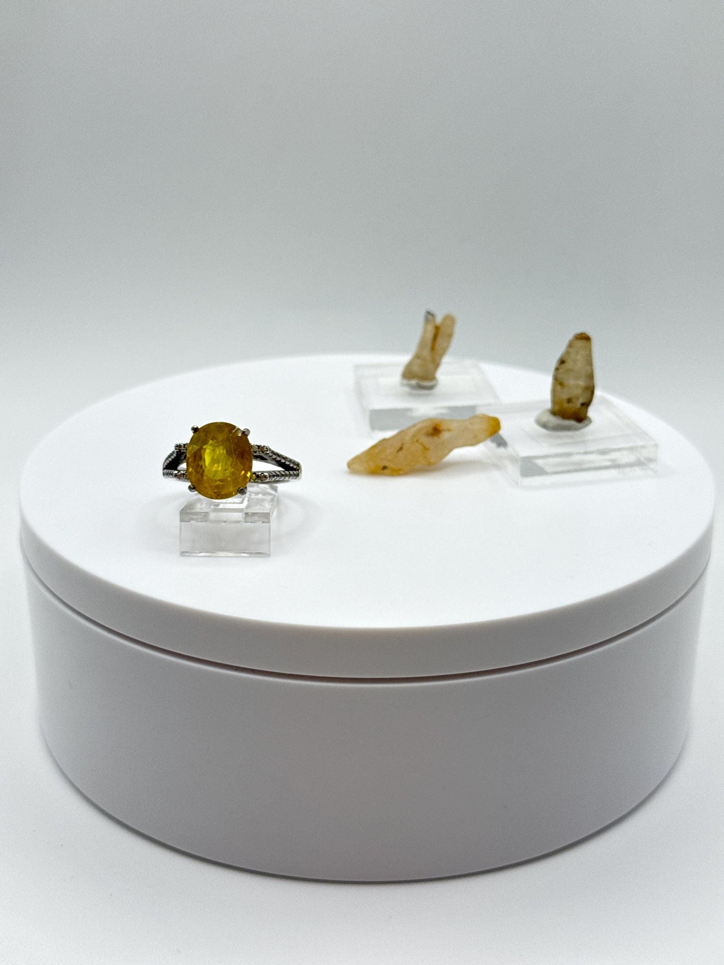 Oval Yellow Sapphire Ring | Sterling Silver Statement Ring, Size 7.5