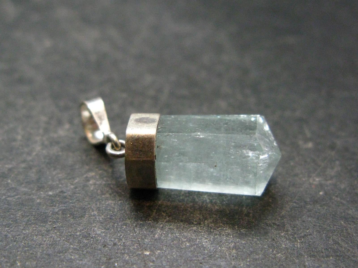 Stunning Genuine Aquamarine Gem Sterling Silver Pendant From Pakistan - 1.1" - 2.84 Grams