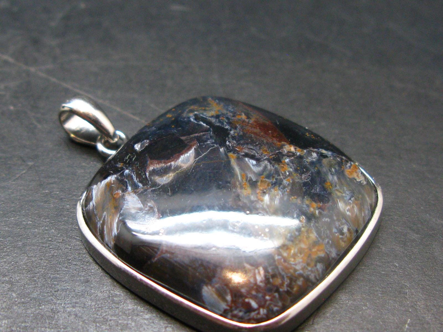Natural Pietersite Polished Silver Pendant from Namibia - 1.4" - 8.91 Grams