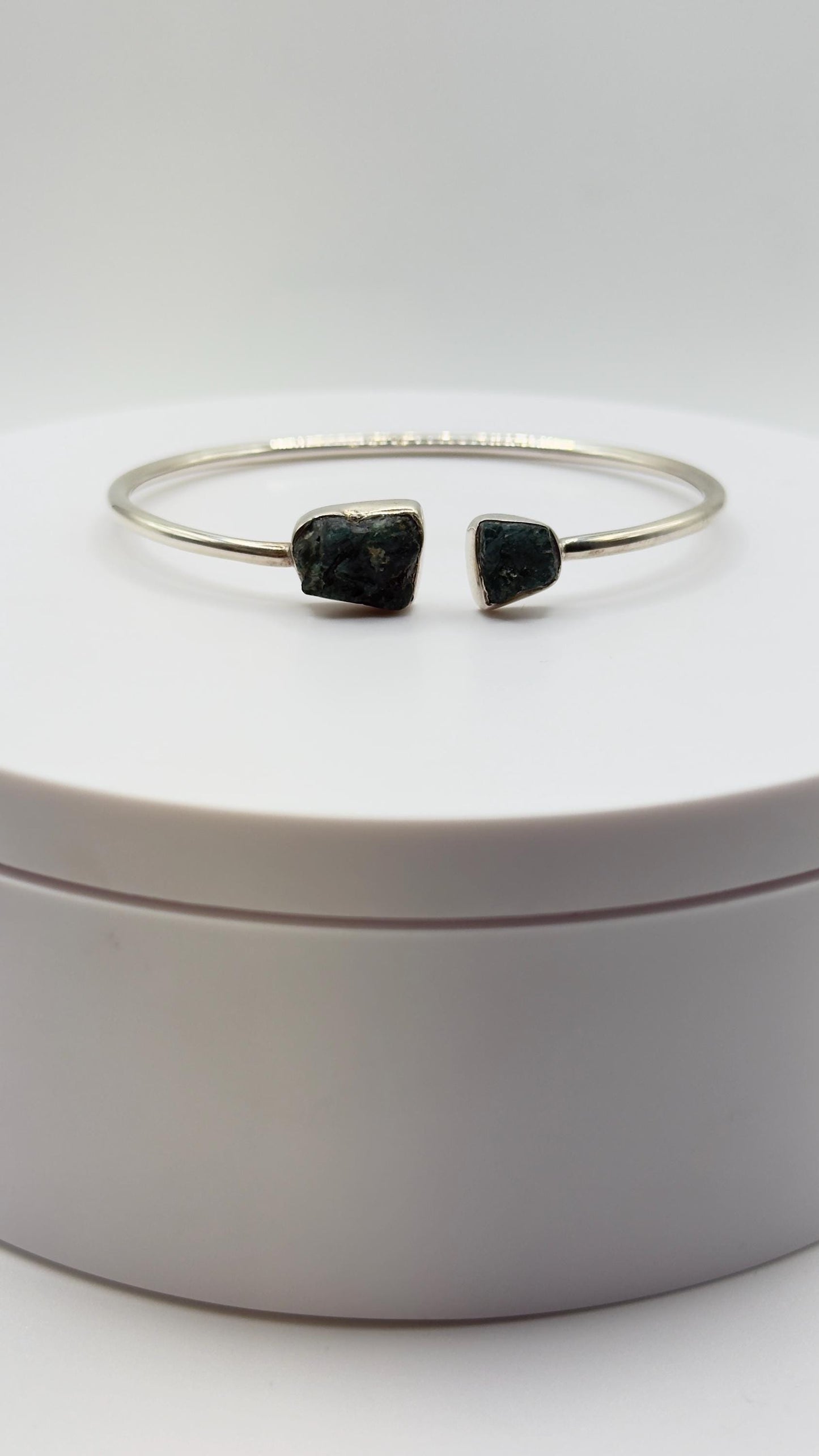 Grandidierite Bracelet Blue Green Gemstone Silver Link Bracelet Minimalist Jewelry Gift