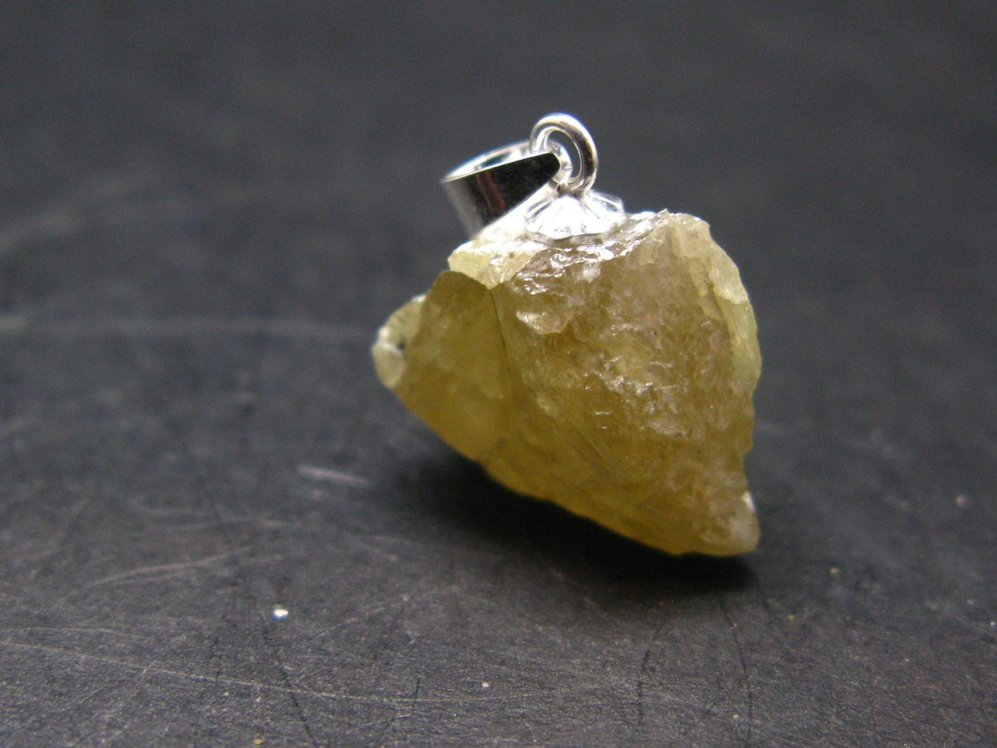 Rare Titanite Sphene Crystal Silver Pendant From Tanzania - 0.7" - 3.66 Grams