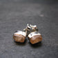 Hessonite Garnet Silver Stud Earrings From Canada - 0.6" - 1.53 Grams