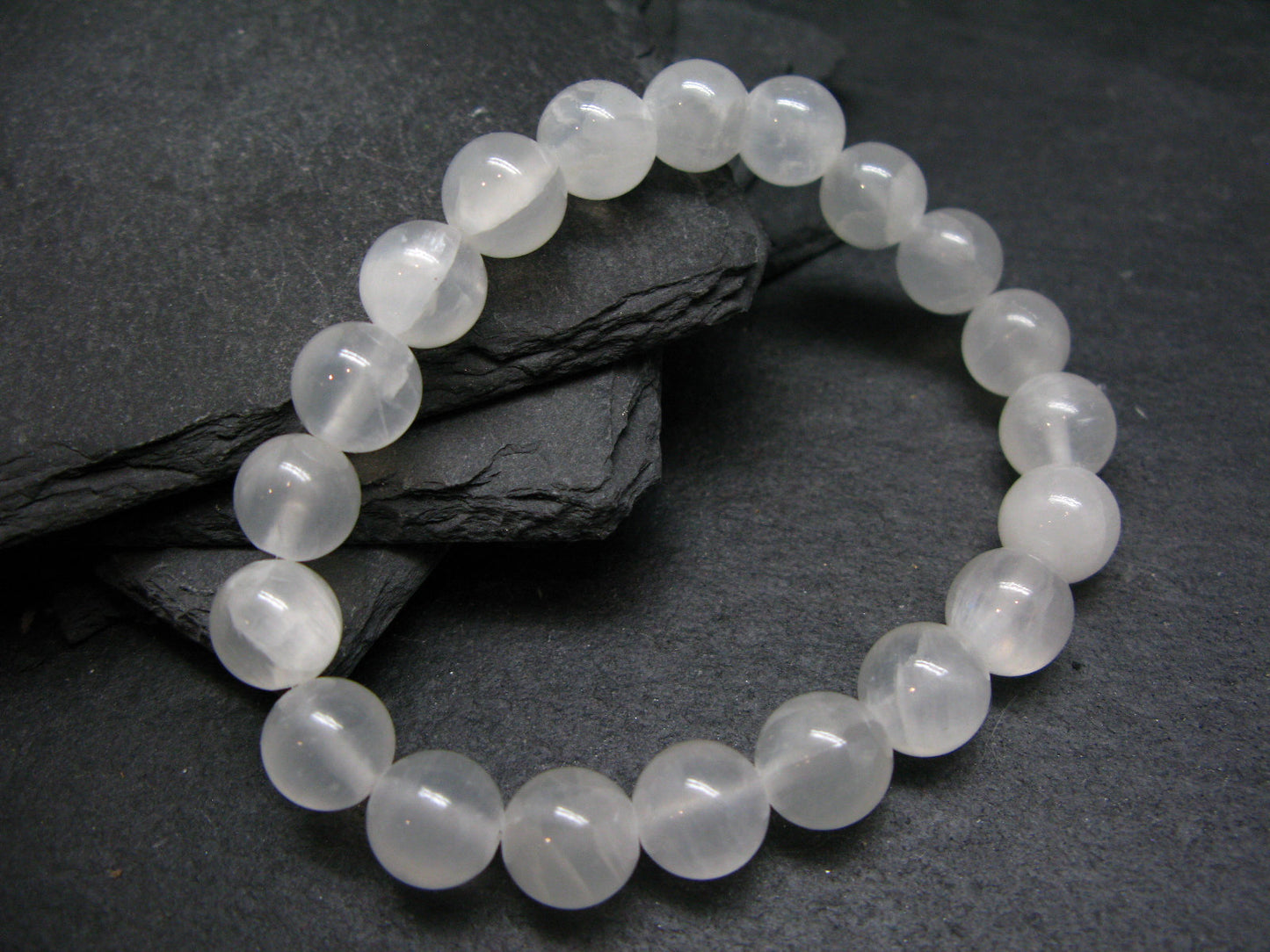White Calcite Genuine Bracelet ~ 7 Inches ~ 10mm Round Beads