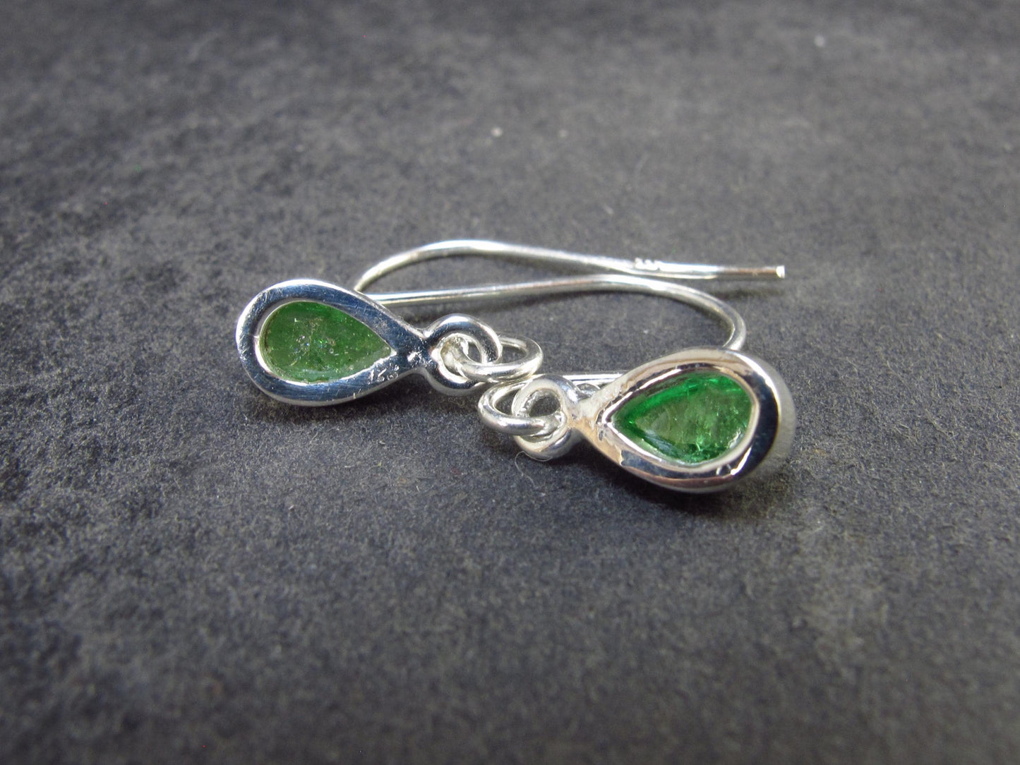 Tsavorite Gem Green Garnet Sterling Silver Earrings from Tanzania - 1.70 Grams