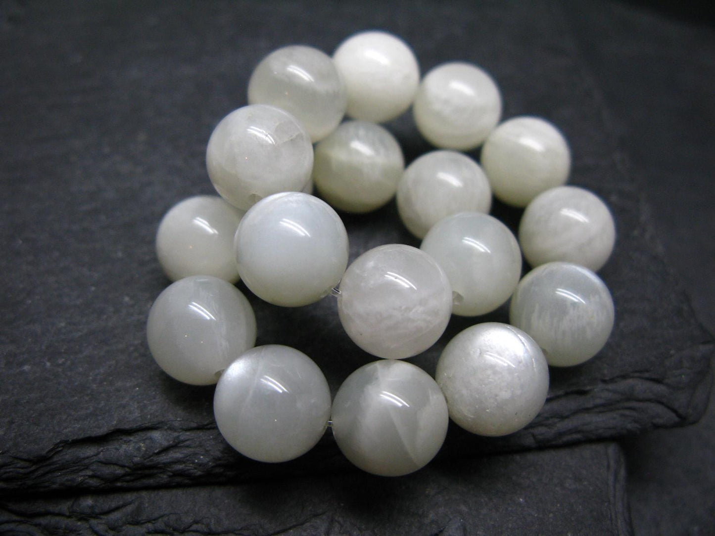 Green Moonstone Genuine Bracelet ~ 7 Inches ~ 10mm Round Beads