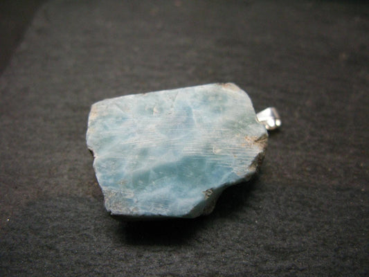 Rare Blue Larimar Pectolite Silver Pendant From Dominican Republic - 1.2"