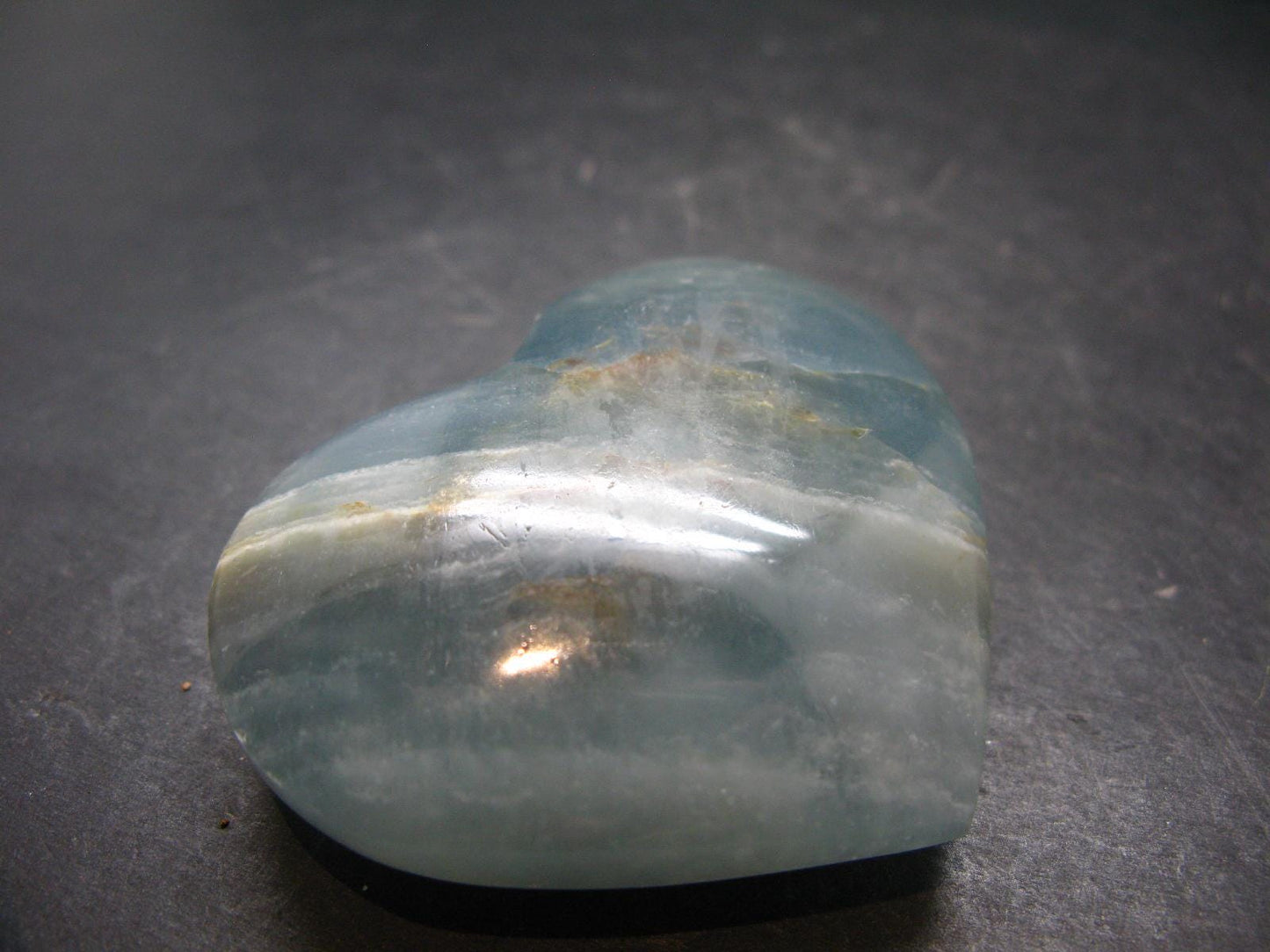 Nice Lemurian Aquatine Blue Calcite Heart From Argentina - 1.9" - 76.06 Grams