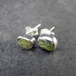 Natural Moldavite Tektite Raw Stud Earrings In Sterling Silver From Czech Republic