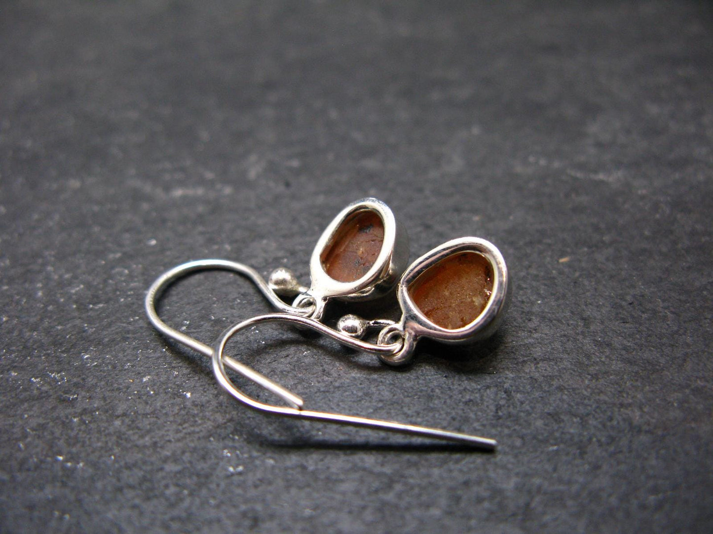 Spessartine Garnet Silver Earrings From Tanzania - 0.9" - 2.21 Grams