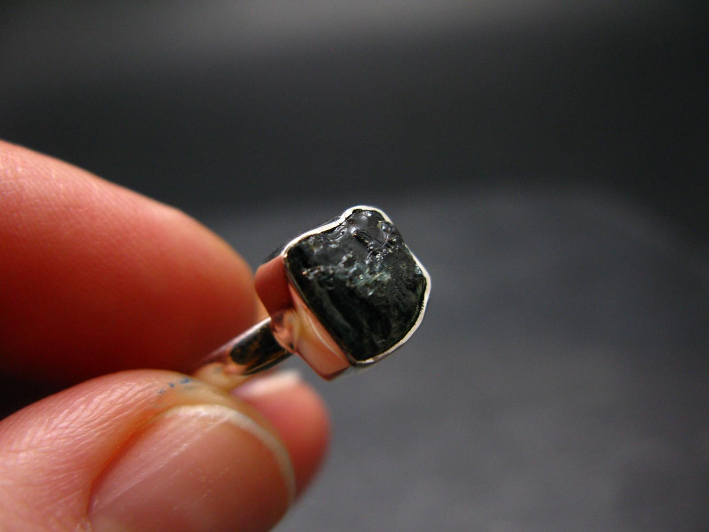 Blue Lazulite Silver Ring From Pakistan - Size 7 - 2.25 Grams