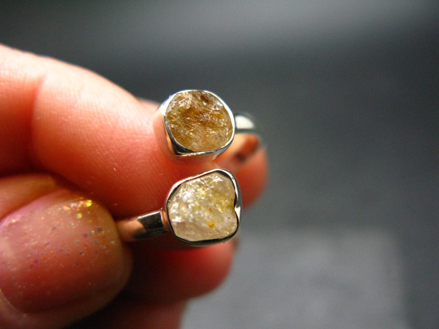 Herderite Crystal Silver Ring From Brazil - Adjustable Size - 2.43 Grams
