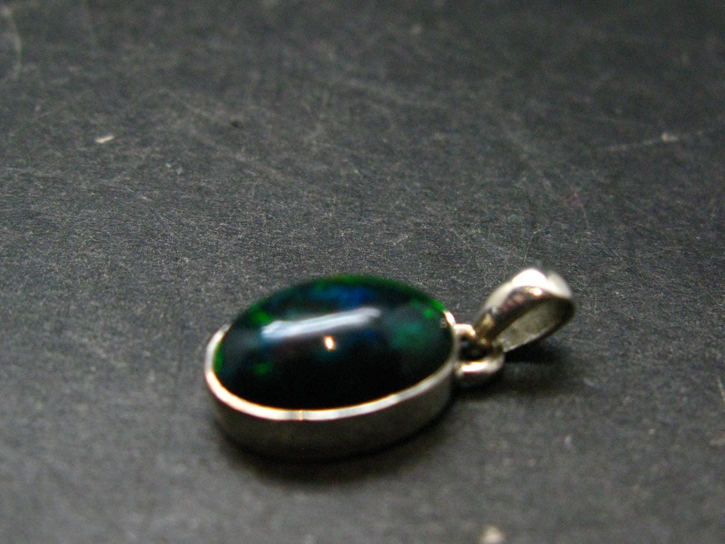 Rare Black Opal Sterling Silver Pendant from Australia - 0.8" - 1.88 Grams