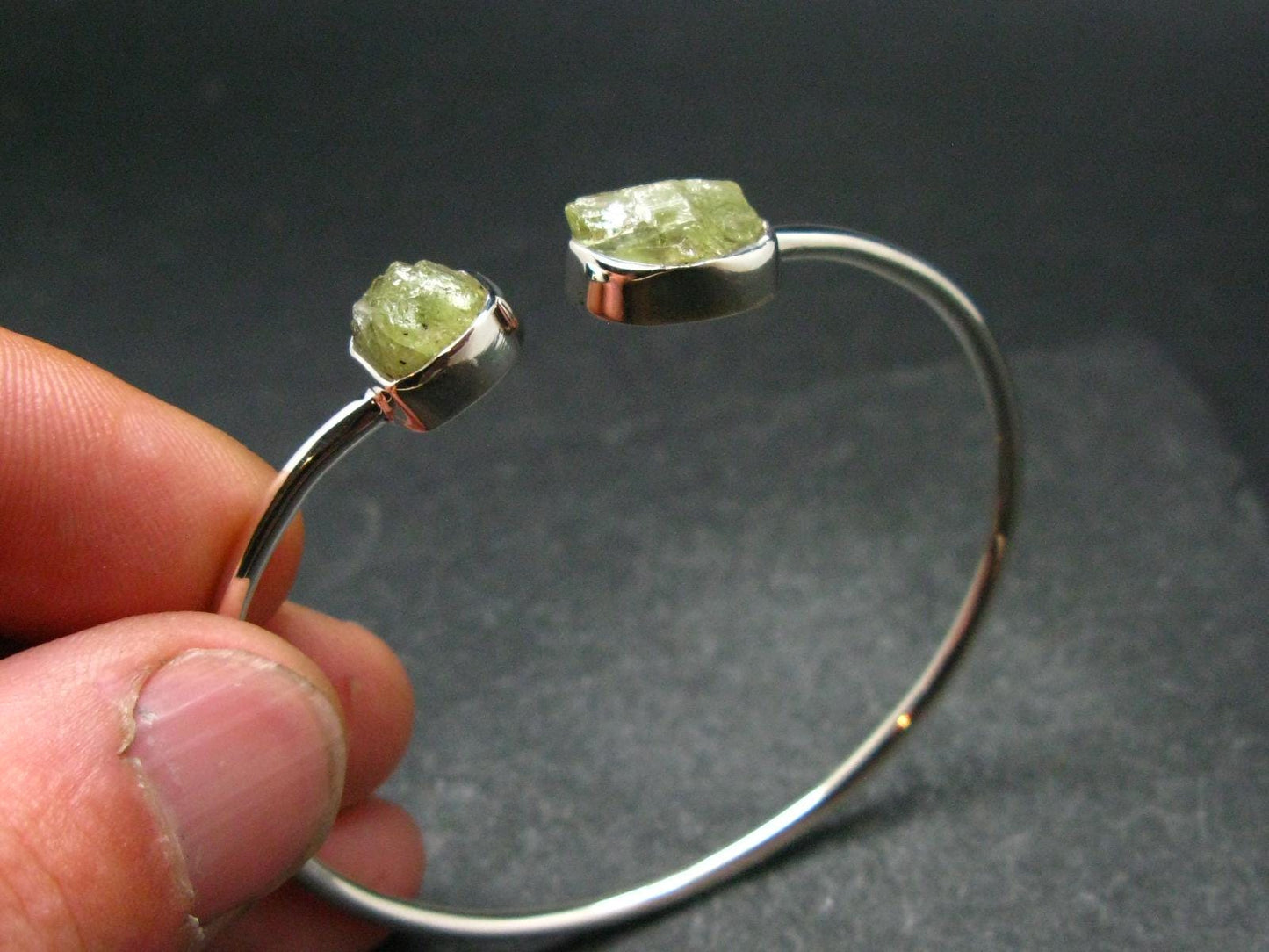 Brazilianite Silver Twister Bracelet From Brazil - 6.38 Grams