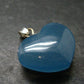 Lemurian Aquatine Blue Calcite Silver Heart Pendant from Argentina - 1.1" - 6.64 Grams