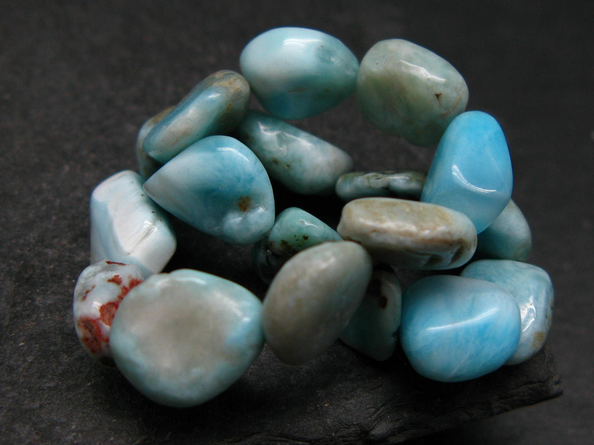 Larimar Genuine Bracelet ~ 7 Inches ~ 12mm Tumbled Beads